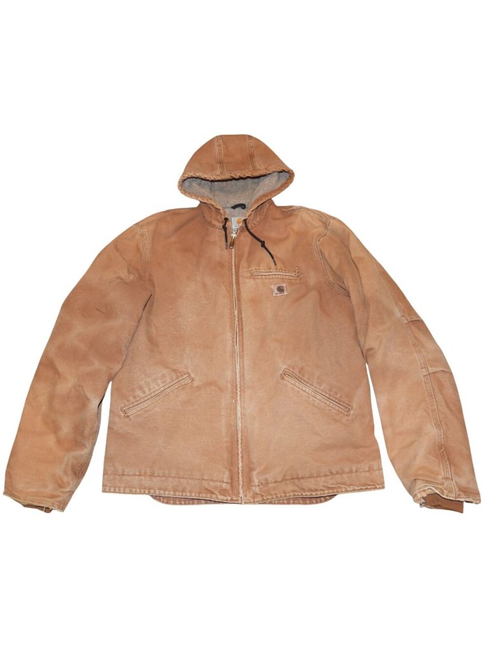 Vintage Carhartt J141 BRN Sandstone Sherpa Lined Hooded Jacket Mens Large Tall
